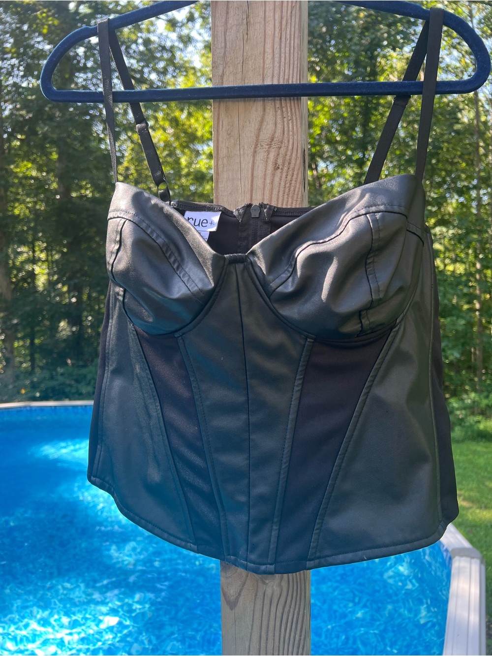 Faux Leather Bustier Top in Black